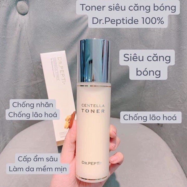 Nước hoa hồng dưỡng ẩm căng bóng da, kiểm soát dầu DR.PEPTI+ Centella Toner 180ml dưỡng ẩm da căng bóng - HONGS BEAUTY