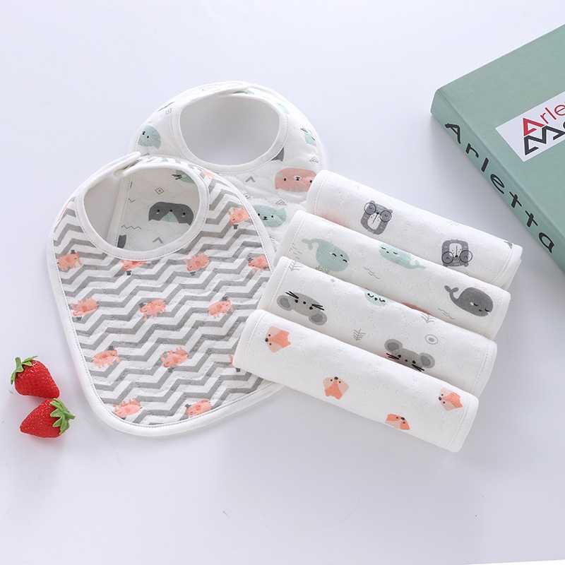 Yếm vuông chống thấm bản to chất liệu cotton mềm mại họa tiết đáng yêu cho bé [Shop Mẹ Bob 86]