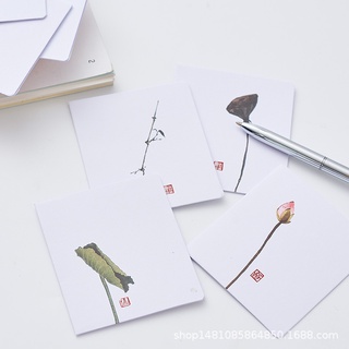 Thiệp in hoa mai lá sen cổ phong chúc mừng sinh nhật kèm phong bì FLORA Greeting Card QA SILVER AC211202
