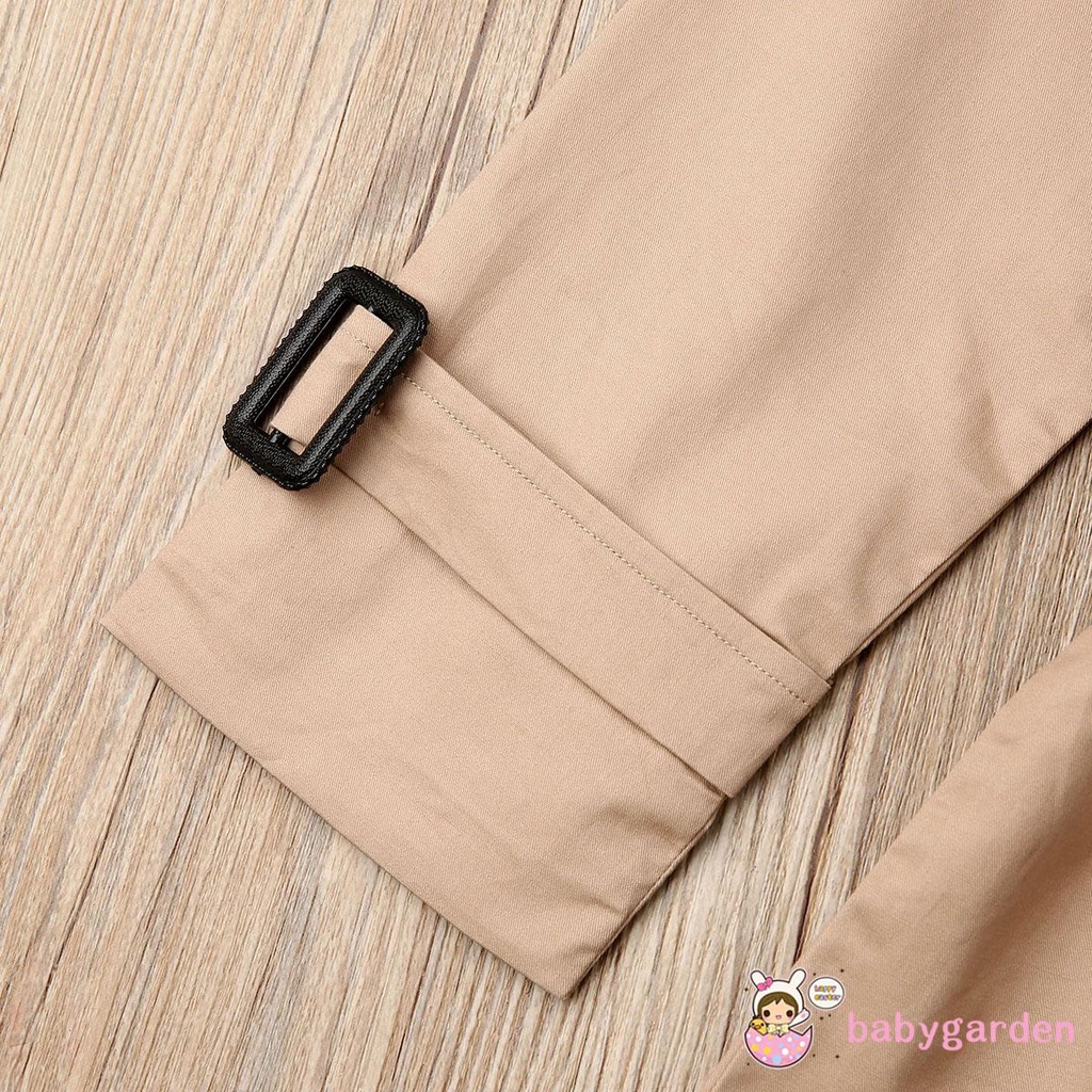 Áo Khoác Tay Dài Cài Hai Hàng Nút Kèm Thắt Lưng Thời Trang Cho Bé Gái