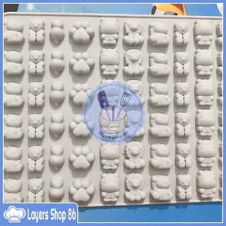 Khuôn silicon làm kẹo dẻo chip chip 60 hình 6 mẫu gấu và bàn chân gấu loại 1