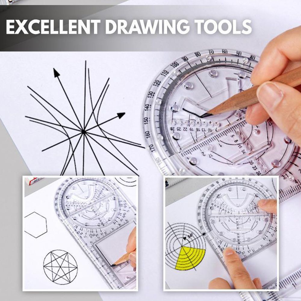 Thước vẽ hình học bền bỉ đa năng có thể xoay được tiện lợi