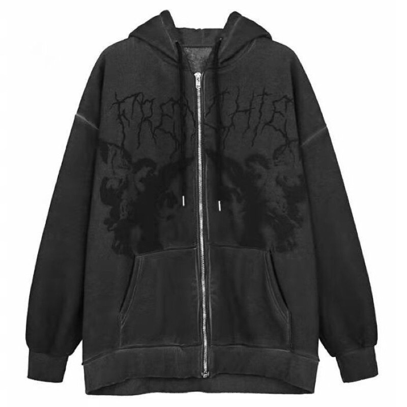 Áo hoodie zip nam nữ màu sắc vintage hoạ tiết phong cách Gothic Y2K FOOTMADE