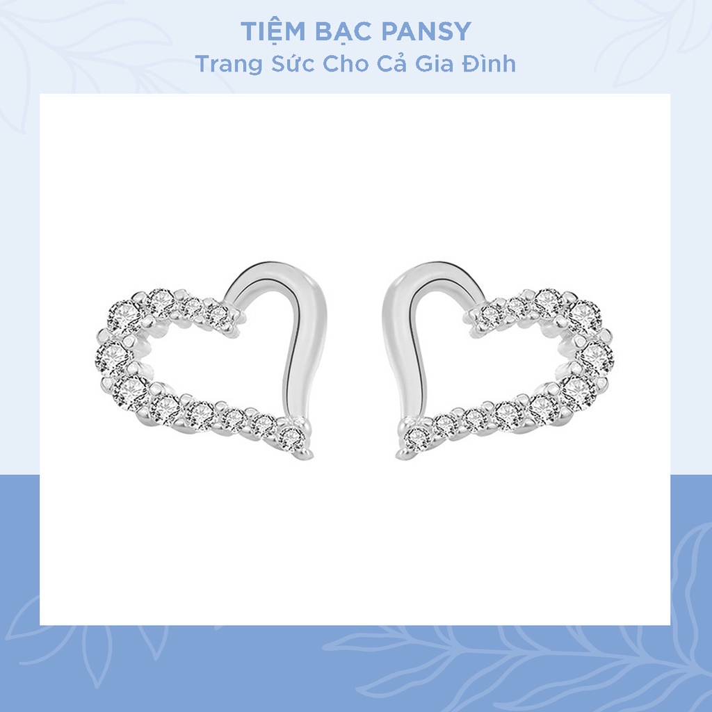 Bông tai tim bạc nhỏ xinh PANSY - Khuyên tai nữ bạc ta thật cao cấp