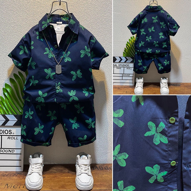 Set Áo Sơ Mi Ngắn Tay Và Quần Short Thời Trang Mùa Hè Phong Cách Hàn Quốc Mới Cho Bé Trai