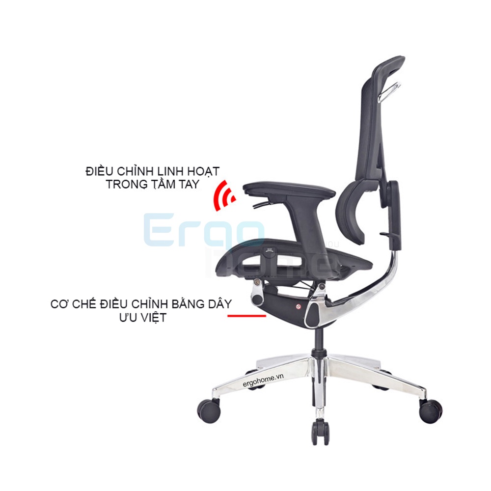 Ghế làm việc công thái học GT Chair Ergonomic Isee Xoay Văn Phòng lưới Cao Cấp thông thoáng, điều chỉnh lưng - ERGOHOME