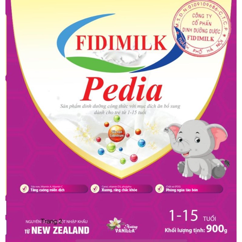 (Thanh lý lon sữa bị móp) Sữa bột Fidimilk Pedia 900g