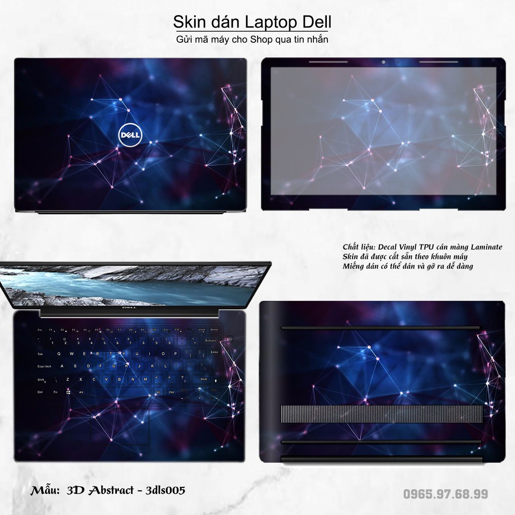 Skin dán Laptop Dell in hình 3D (inbox mã máy cho Shop)