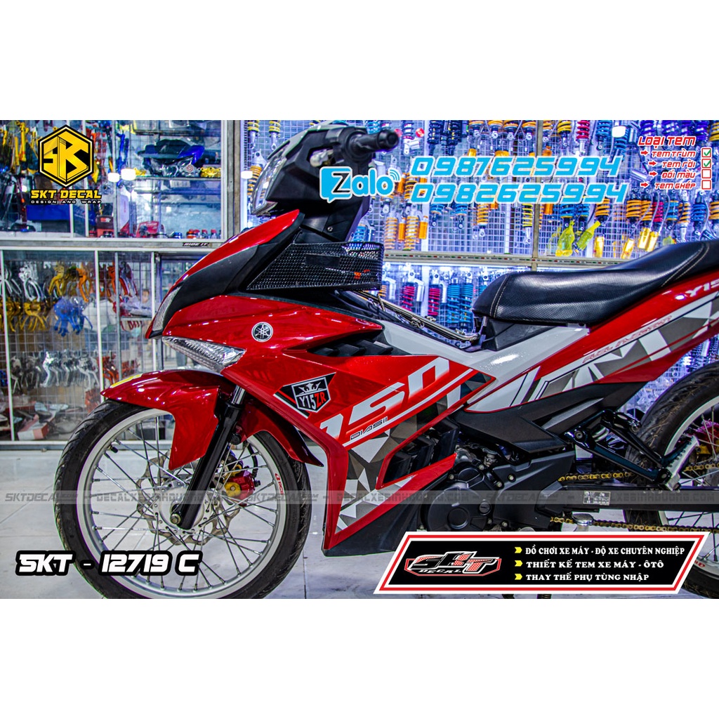 Tem rời exciter 150 đỏ trắng đen y15zr