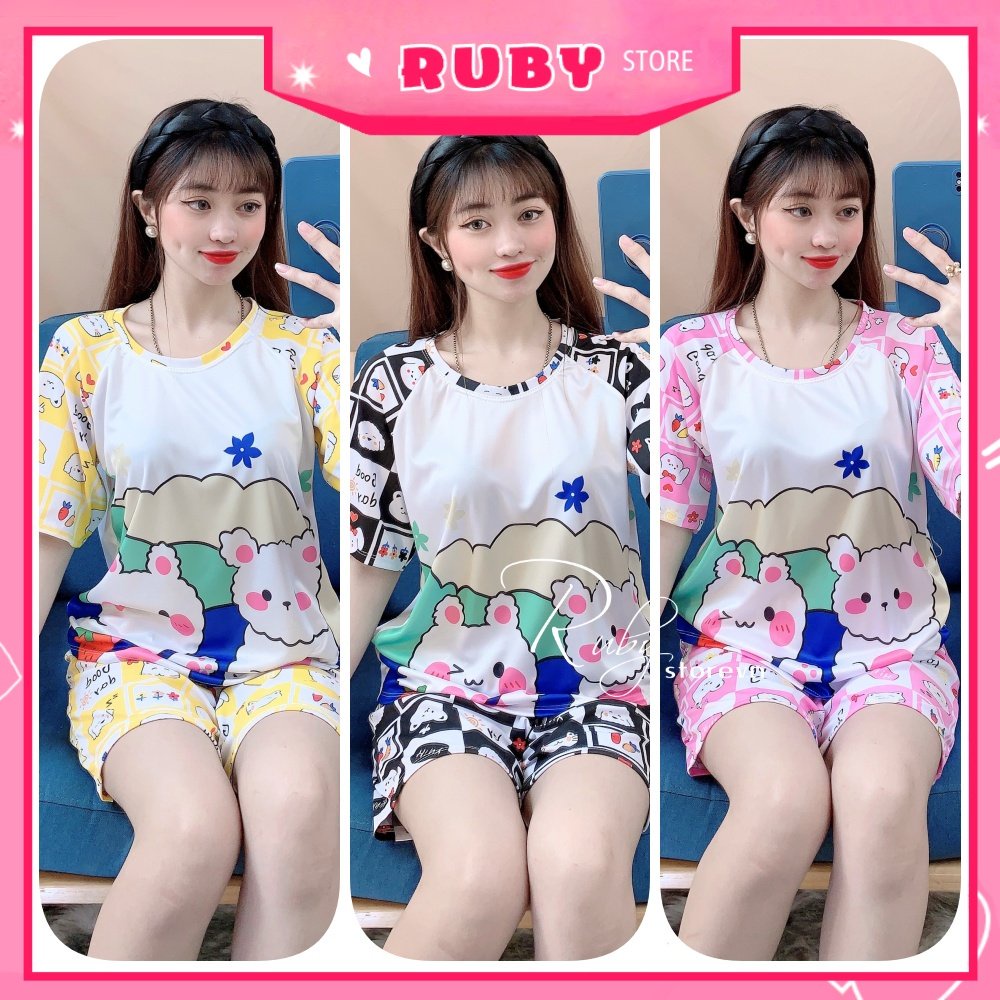 Đồ bộ thun đùi cho nữ mặc nhà chất vải mềm mát in hình hoạt hình dễ thương BTT107