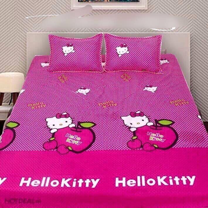 Bộ drap giường coton nhung Hello Kitty (chọn mẫu)