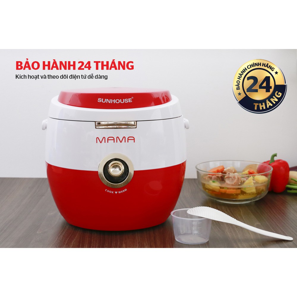 Nồi cơm điện SUNHOUSE MAMA SHD8661RW (1.8 Lít - Màu Đỏ Trắng) - Hàng chính hãng