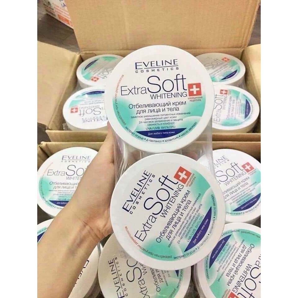 [329448] Kem Dưỡng Sáng Da Eveline Dành Cho Mặt Và Toàn Thân 200ml Extra Soft Whitening Face & Body Cream