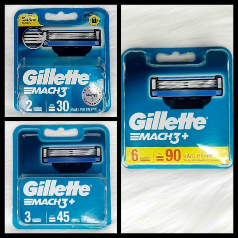 Lưỡi Dao Cạo Râu Gillette Mach 3+, hộp 2 lưỡi, hộp 3 lưỡi, hộp 6 lưỡi chính hãng