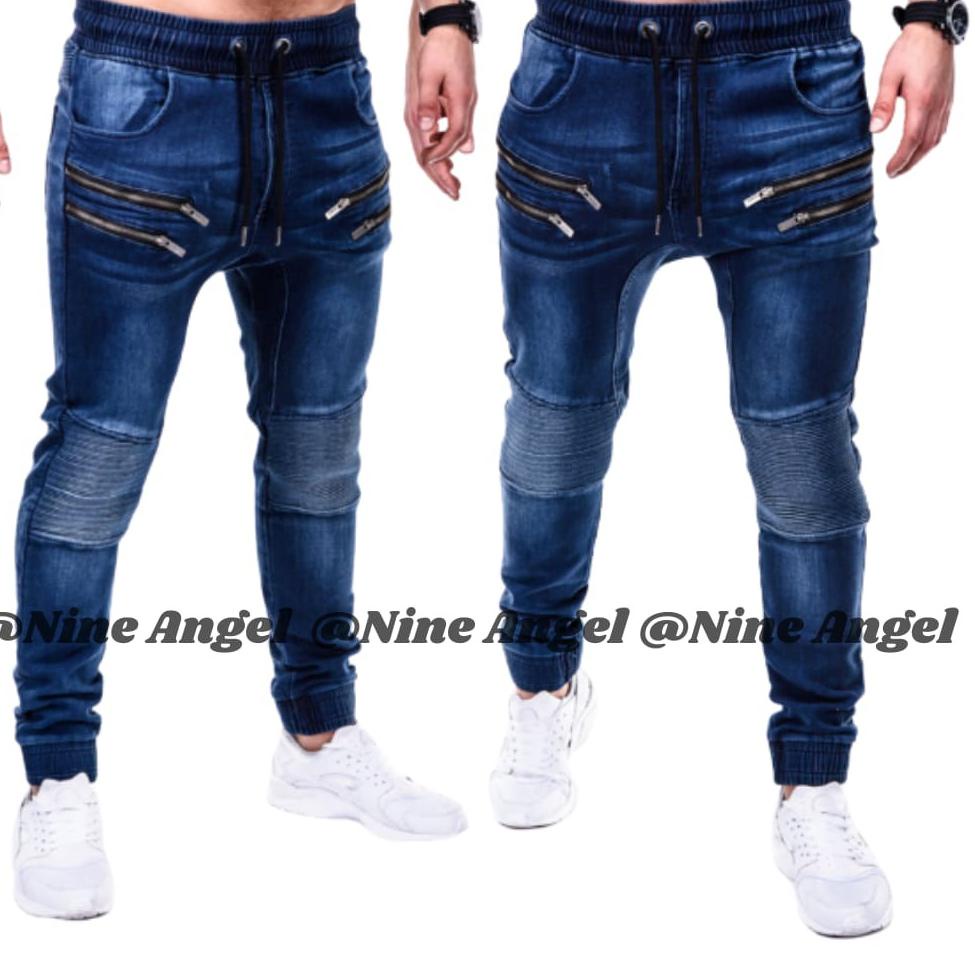 Quần Joggers Jean Trơn Có Hai Dây Kéo Mẫu Mới Nhất