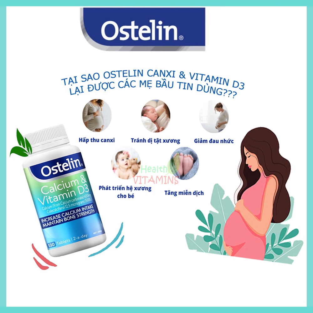 Canxi Bầu Ostelin - Ostelin Canxi và Vitamin D3 cho bà bầu 130 viên