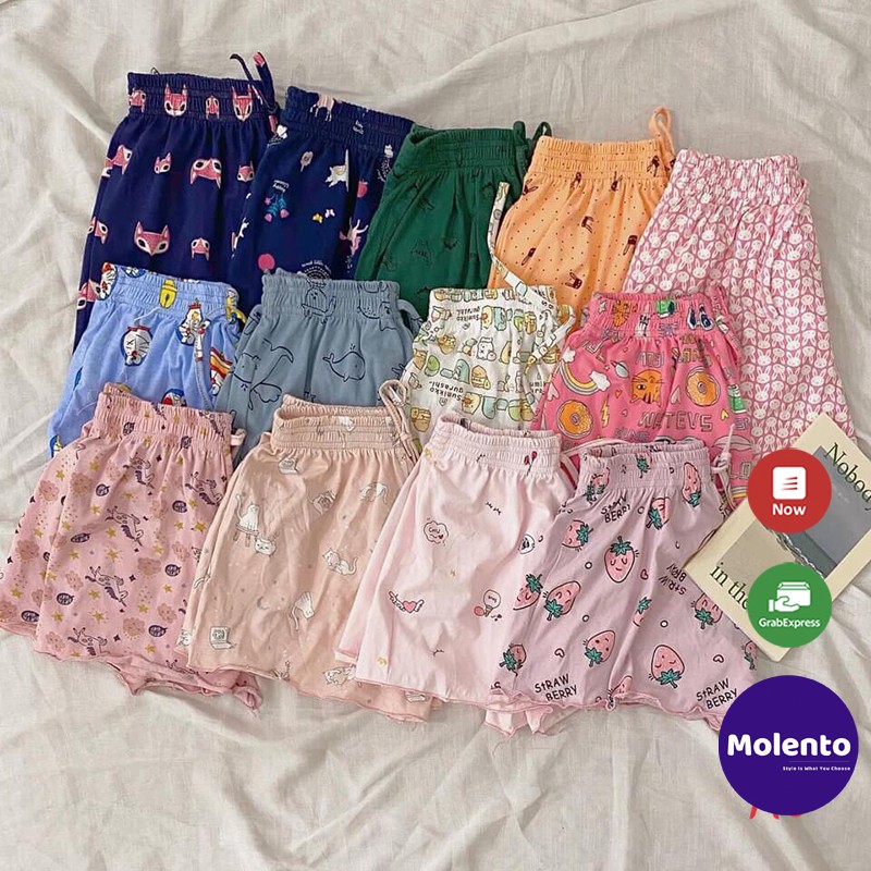 Quần đùi vải nữ mặc nhà, quần short nữ hoa thun cotton dày dặn thoáng mát thấm mồ hôi Molento - X35 | BigBuy360 - bigbuy360.vn