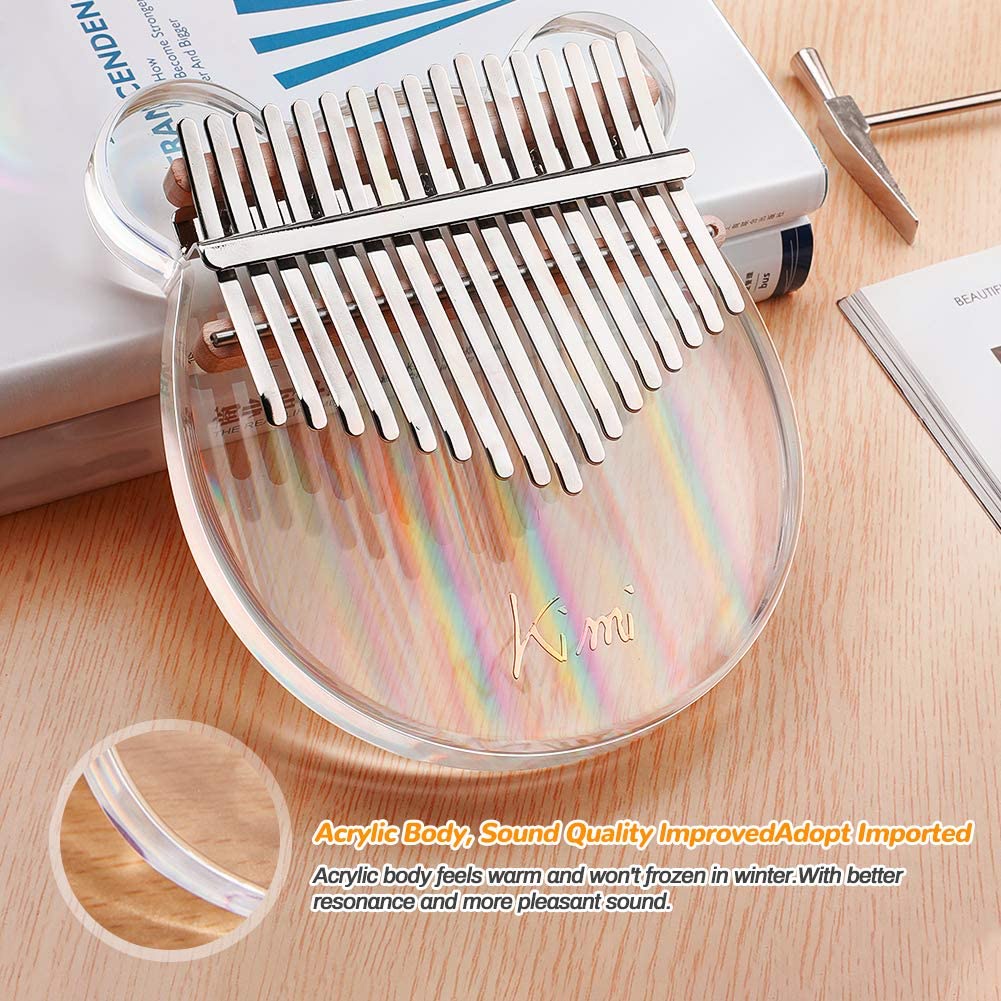 Đàn kalimba kimi 17 phím trong suốt hình gấu - Hàng chính hãng