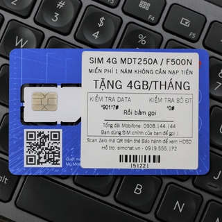SIM 4G MOBIFONE F500N / MDT250A TRỌN GÓI 1 NĂM KHÔNG NẠP TIỀN (4GB/THÁNG x 12 THÁNG)