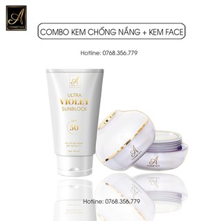 Bộ SP chống nắng dưỡng trắng da mặt: Kem chống nắng + Kem face pháp