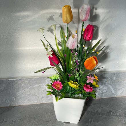 Hoa Tulip Trang Trí Có Đèn 6 Bông Cao 42 cm