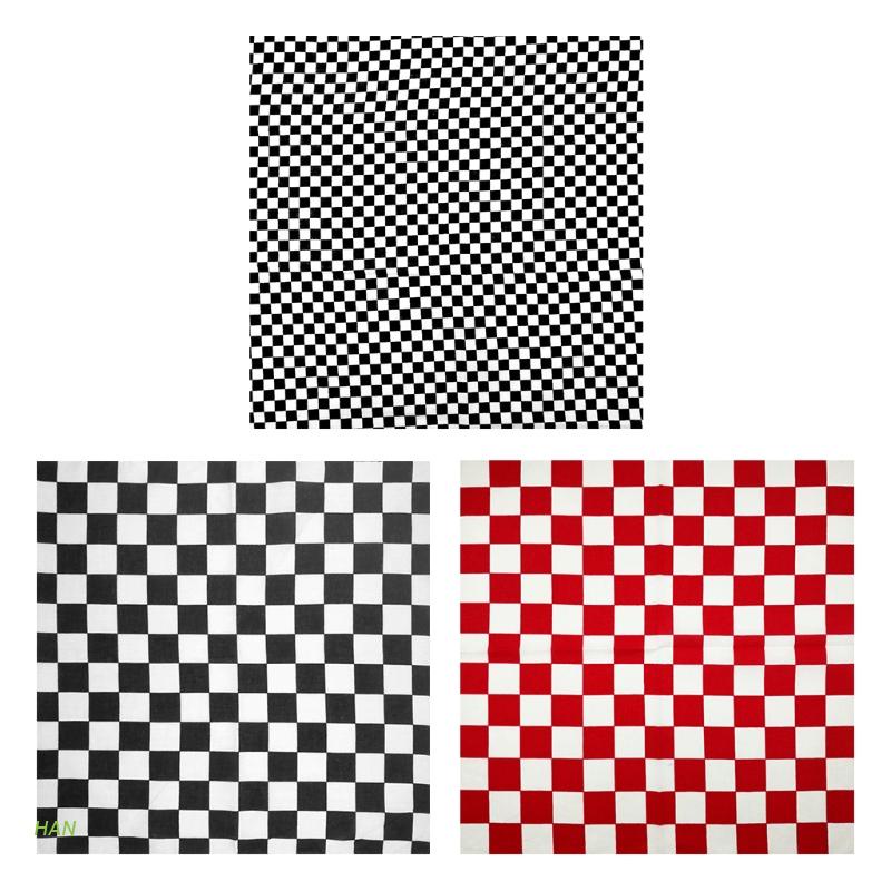 Khăn choàng cổ vuông in họa tiết caro bằng cotton đa năng kích thước 55x55cm cho nam và nữ