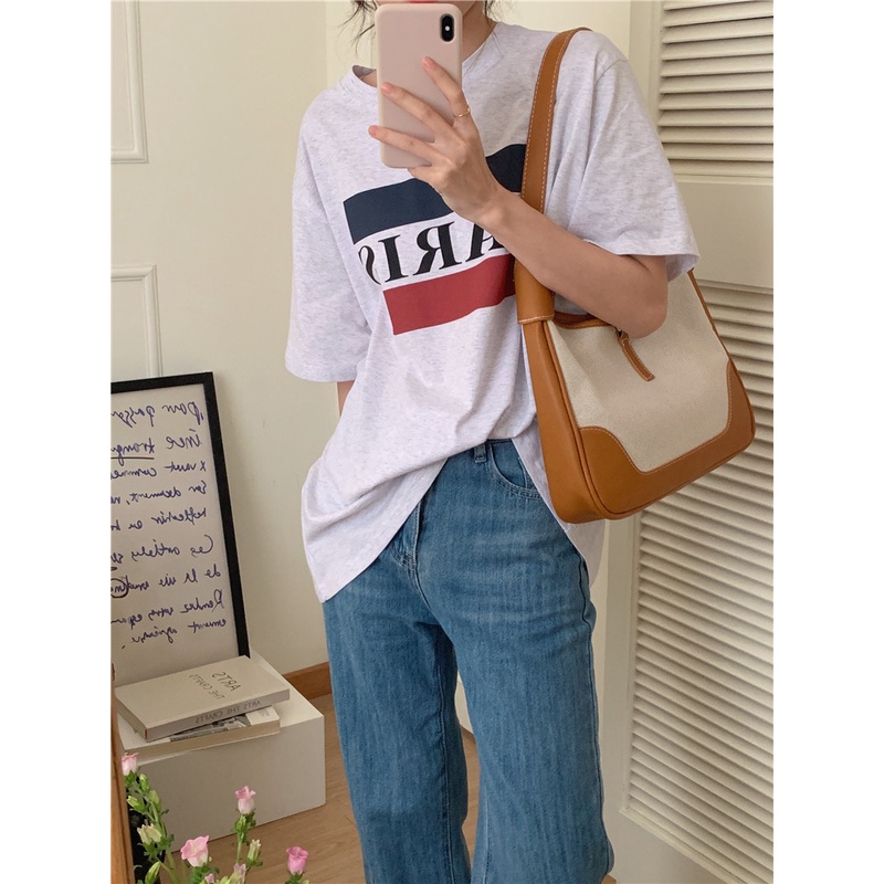 Áo Thun Tay Ngắn Dáng Rộng In Chữ Thời Trang Mùa Hè 50487