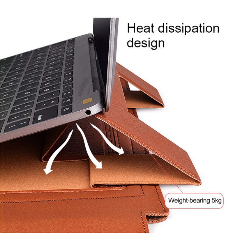 Túi bọc máy tính xách tay EVERTONER da PU mềm mại làm thành giá đỡ được thích hợp cho Macbook Air Pro 13.3 14 15.4 inch