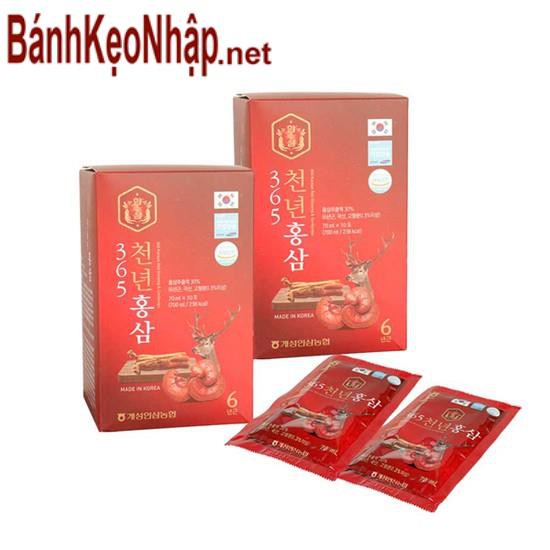 Nước hồng sâm  Linh Chi Nhung Hươu 365 Hansusam,60gói x70ml nhập khẩu Hàn Quốc tăng cường đề kháng