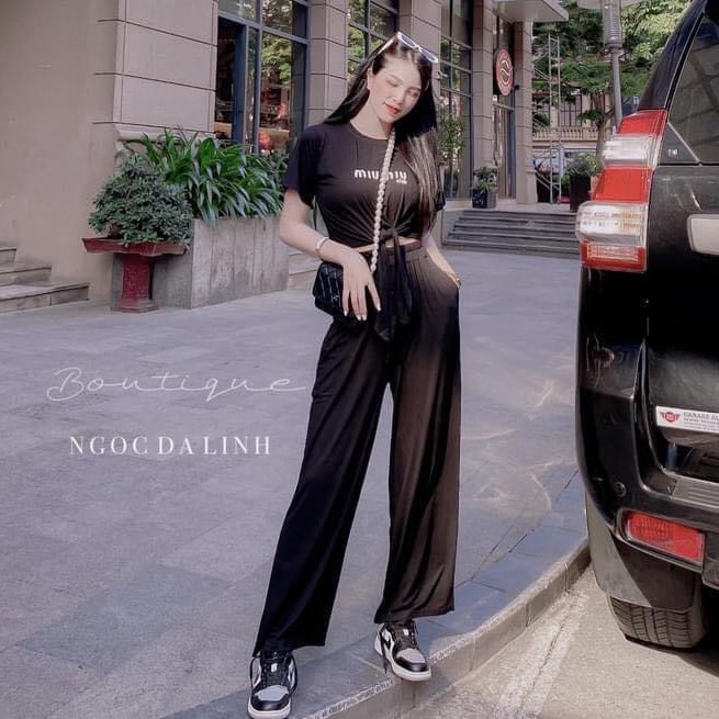 Set đồ nữ cá tính, set quần dài áo thun đi chơi sang chảnh mùa hè đẹp 8A00172 | BigBuy360 - bigbuy360.vn