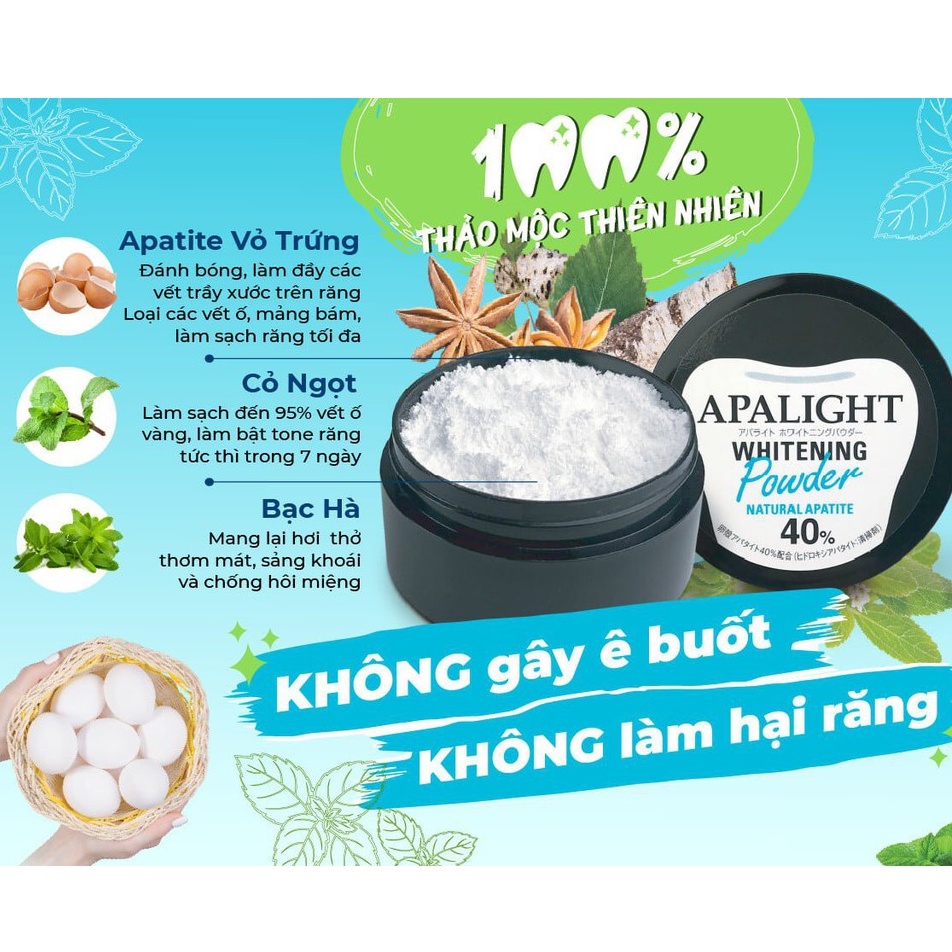 Bột làm trắng răng thơm miệng Apalight Nhật Bản, làm trắng loại bỏ mảng bám vết ố, ngừa hôi miệng và sâu răng 26gr