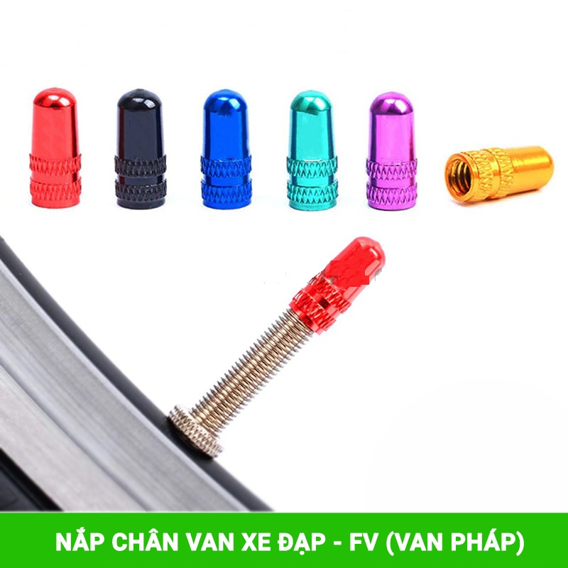 Cặp 2 cái nắp đầu van xe đạp, chất liệu hợp kim nhôm siêu nhẹ, hàng đài loan