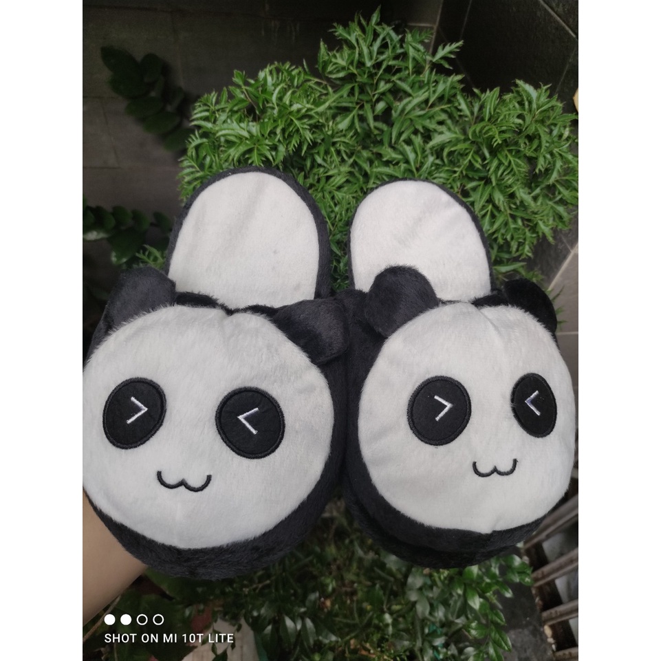 dép lông đi trong nhà cho người lớn mẫu gấu panda - size chân 30cm