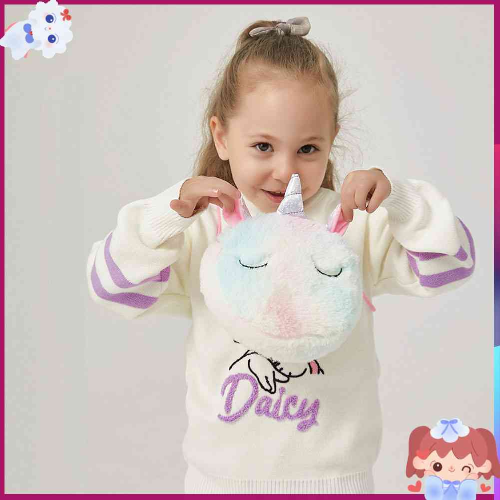 ✿Mars144✿Túi Đeo Chéo Mini Bằng Vải Bông Họa Tiết Hoạt Hình Tinh Tế Có Khóa Kéo Cho Bé Gái✿