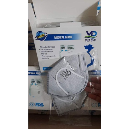 Khẩu trang N95 Việt Đức - màu xám- hộp 20 cái