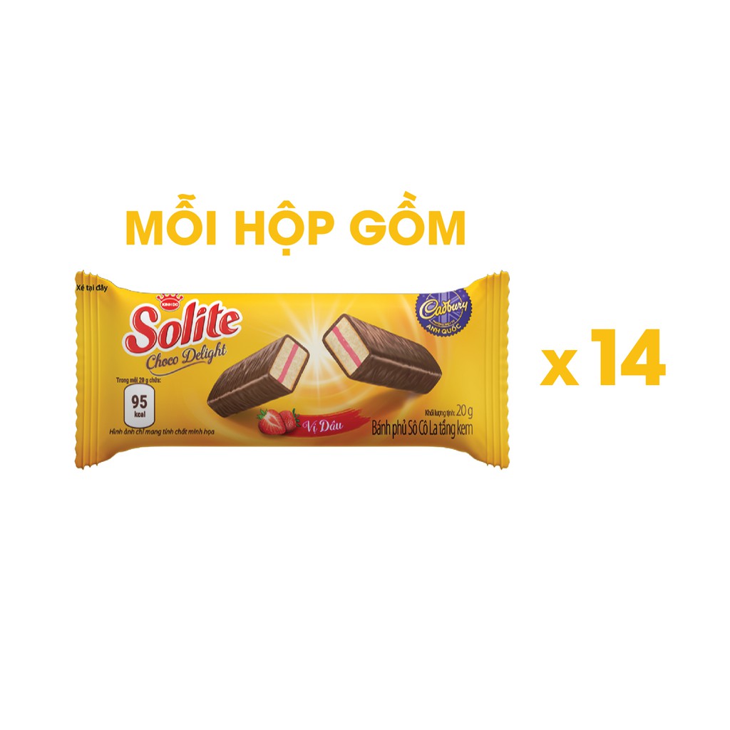 Combo 2 Hộp Bánh Bông Lan SOLITE Tầng Phủ Socola Vị Dâu 2x280g