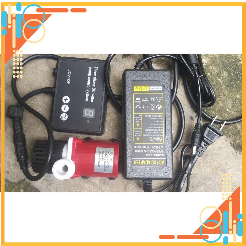 Bơm nước dòng điện 24v kèm nguồn và bảng điều khiển tốc độ ren ống phi 21mm không chổi than brushless siêu mạnh MSP46470