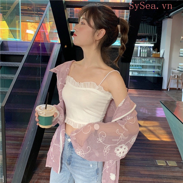 Áo croptop 2 dây kiểu hàn quốc phong cách mùa hè