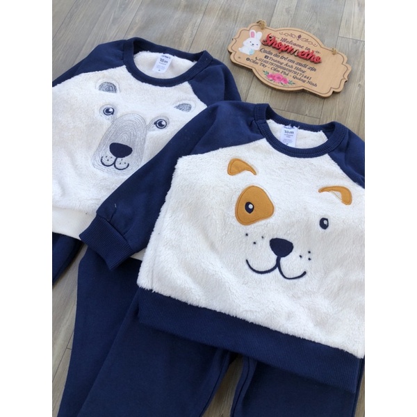 Bộ nỉ lông bé trai xuất dư mềm mại dày ấm