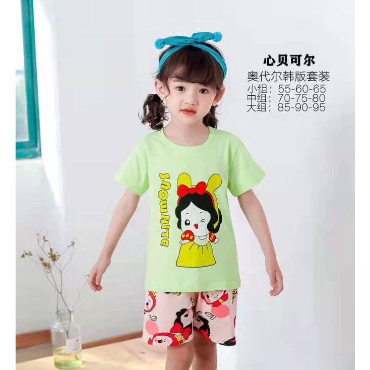 (8-15KG)Bộ cộc tay xuất Hàn cotton lạnh Quảng Châu cho bé gái sz nhí (55-60-65)- Bảng màu 2022