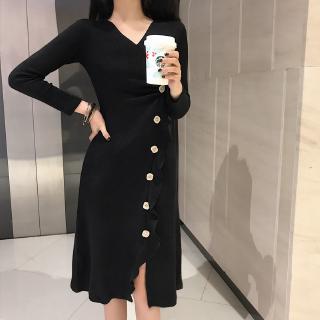 đầm len tay dài