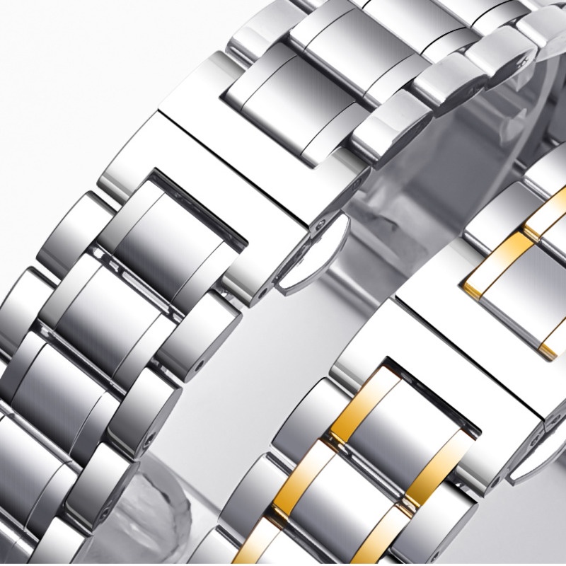 Dây Đeo Đồng Hồ Dạng Nhấn Đôi Bằng Inox 12/14/16/17/18/19/20/22mm Chuyên Dụng