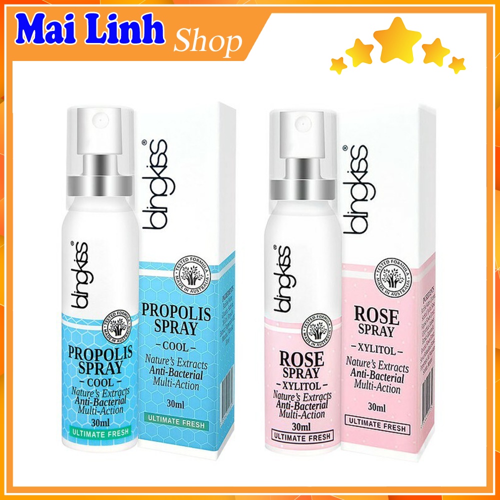 Xịt Hong Keo Ong Sát Khuẩn Hầu Họng Thơm Miệng Blingkiss Propolis Spray Chai 30ml