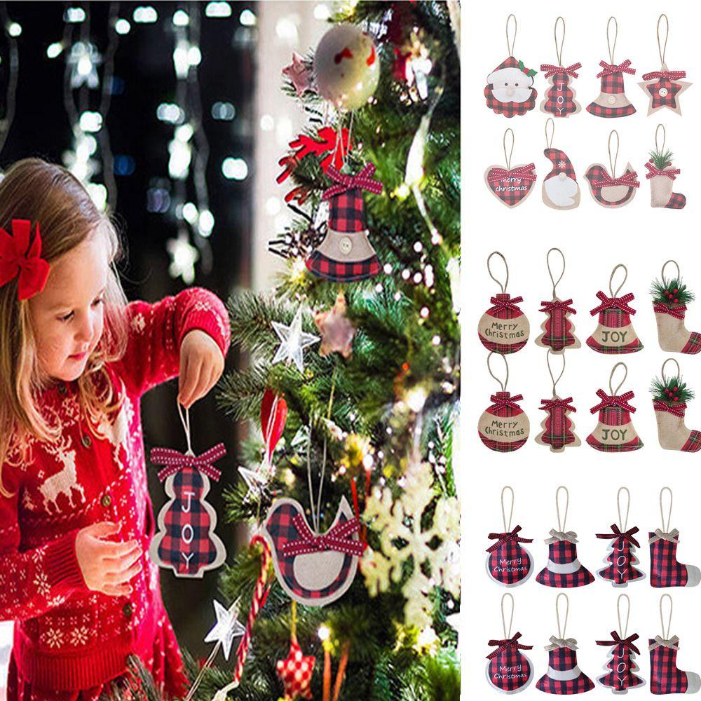 LANSEL Set 8 Phụ Kiện Treo Trang Trí Cây Thông Noel Bằng Vải Không Dệt