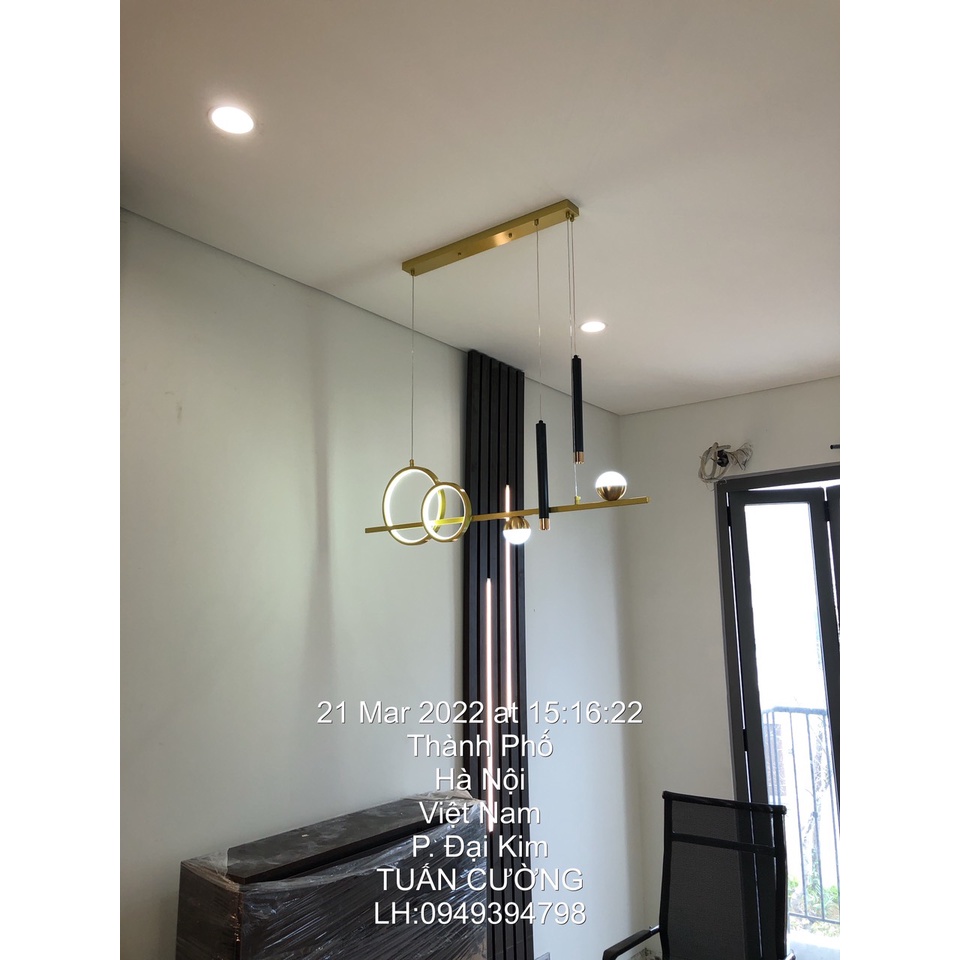 Đèn thả bàn ăn hiện đại, đèn trang trí nội thất decor ánh sáng Led 3 màu khung thép sơn tĩnh điện