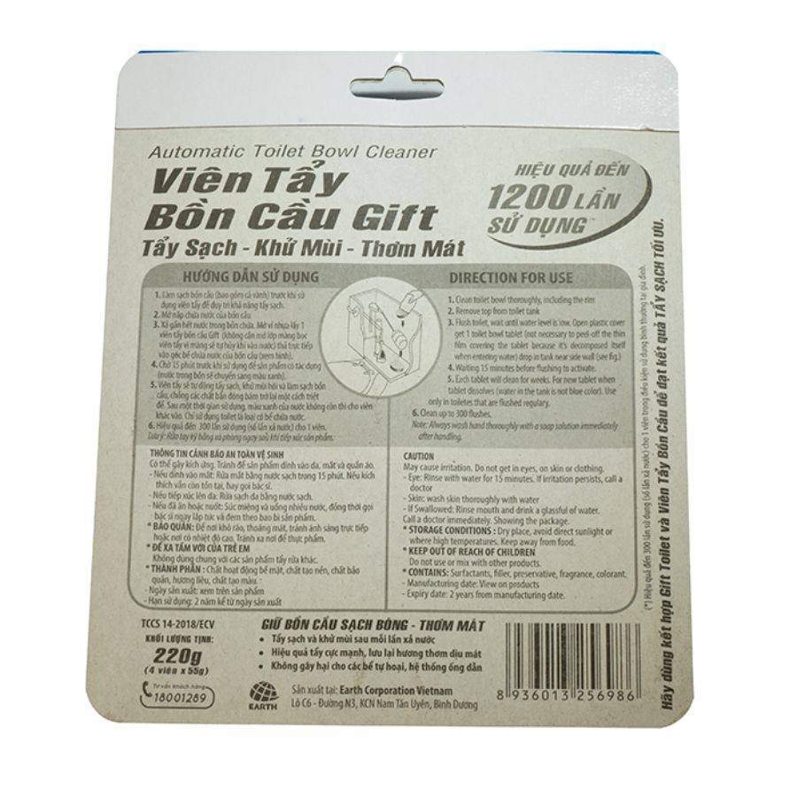 Vỉ 4 Viên Tẩy Bồn Cầu Gift (4 x 55g)