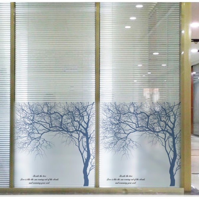 Decal dán kính cao cấp - Thân cây Xám tro ( 58x60cm )