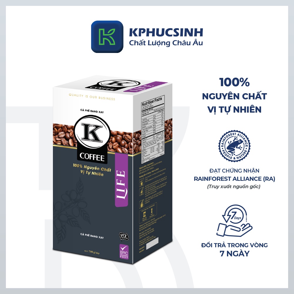 Cà phê rang xay xuất khẩu K Life 700g KPHUCSINH - Hàng Chính Hãng