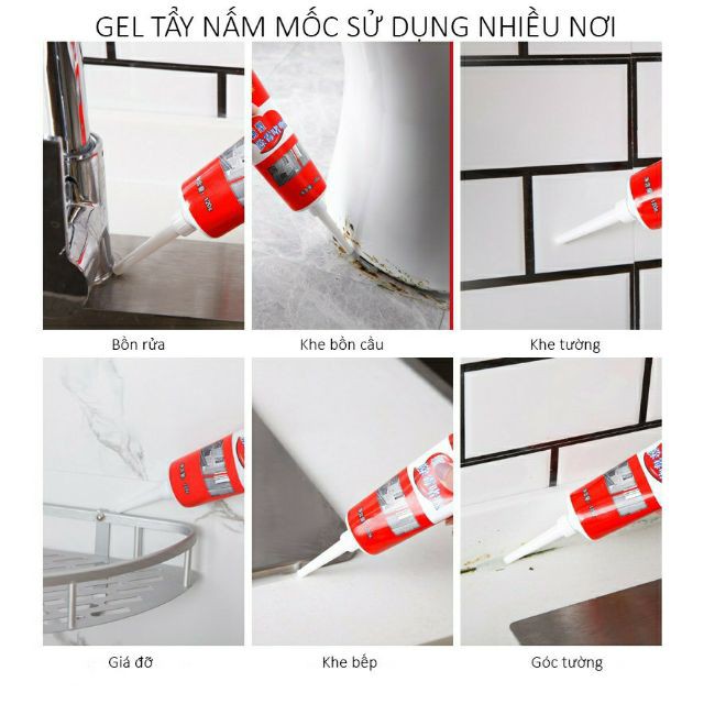 Tuýp Gel tẩy nấm mốc, vết bẩn lâu ngày 150g (Dùng cho Gia đình : Làm sạch Khu bếp, nhà vệ sinh, kẽ tường, tủ lạnh,...)