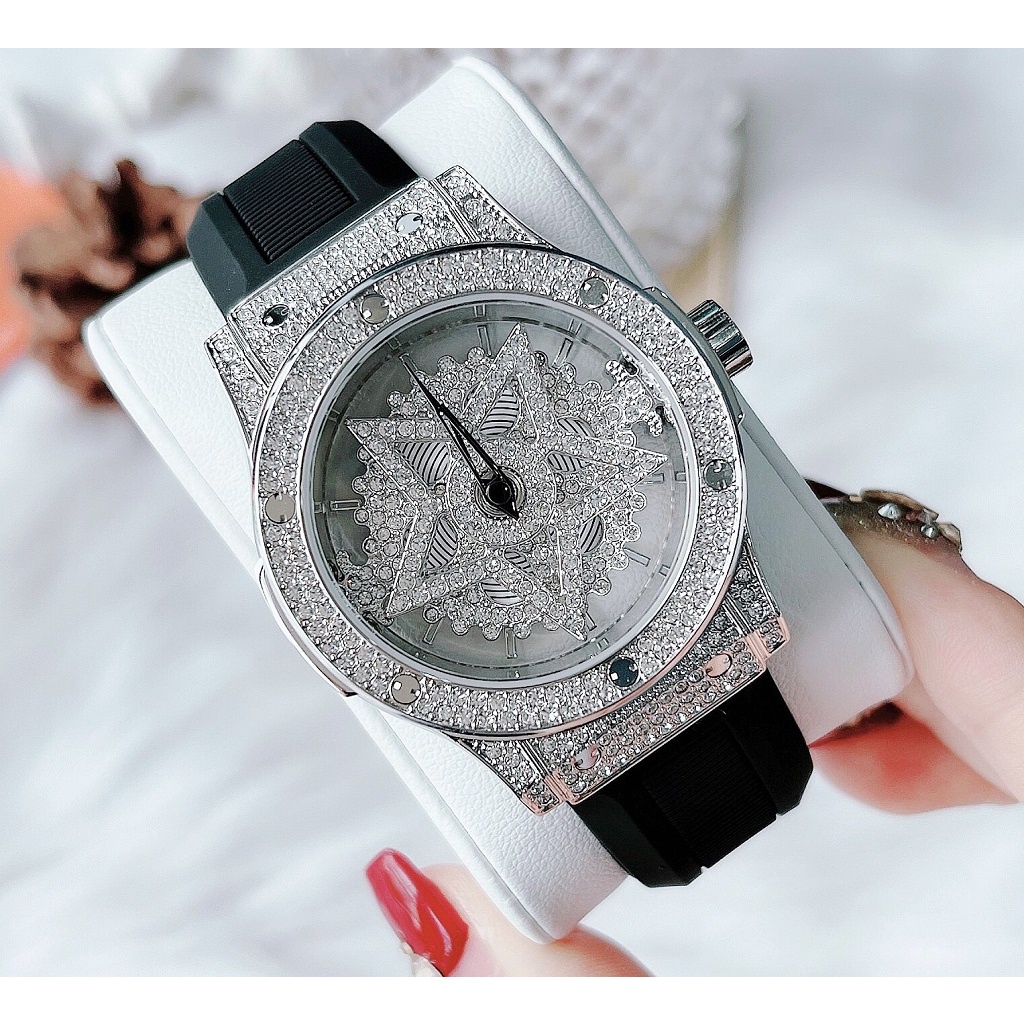 Set Đồng Hồ Nữ Davena 31669 38mm Silver Dây Silicon Chính Hãng Kèm Dây Da